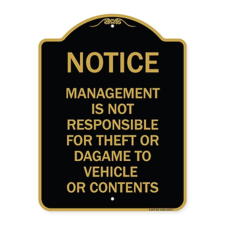 Signmission Management Is Not Responsible for Theft or Damage to Vehicles or Contents, A-DES-BG-1824-23877 A-DES-BG-1824-23877
